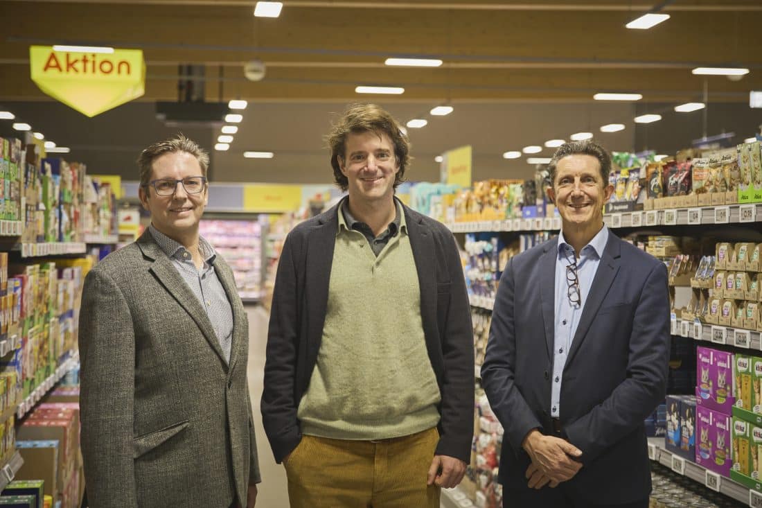 Eröffnung des von der Jagdfeld Real Estate entwickelten Netto Düren-Arnoldsweiler mit Sascha Luckei, Benedikt Jagdfeld und Armin Elsen am 9.12.2024